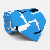 Cravate Motif Abstrait bleu et noir blanc (Roulé)