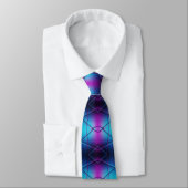 Cravate Motif Abstrait Bleu Et Violet (Attaché)