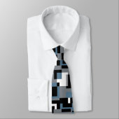 Cravate Motif Abstrait bleu, gris, noir et blanc (Attaché)
