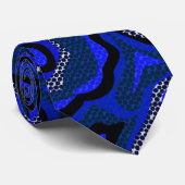 Cravate Motif abstrait bleu noir et indigo. (Roulé)