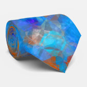 Cravate Motif Abstrait bleu orange (Roulé)