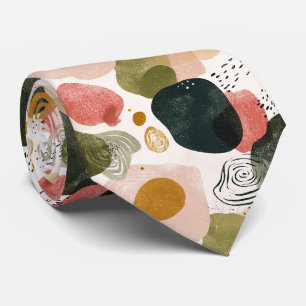 Cravate Motif abstrait boho organique dans une tonalité te
