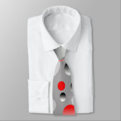 CRAVATE MOTIF ABSTRAIT BULLE ROUGE GRIS (Attaché)