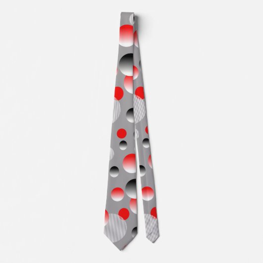 CRAVATE MOTIF ABSTRAIT BULLE ROUGE GRIS (Devant)