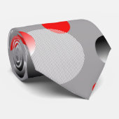 CRAVATE MOTIF ABSTRAIT BULLE ROUGE GRIS (Roulé)
