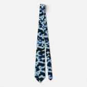 Cravate Motif Abstrait Camo noir bleu (Devant)