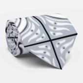 Cravate Motif Abstrait Courbe Gris Noir Blanc (Roulé)