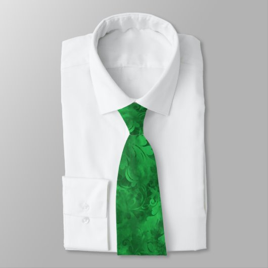 Cravate Motif abstrait de plume de vert vert (Attaché)