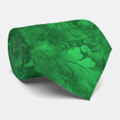Cravate Motif abstrait de plume de vert vert (Roulé)