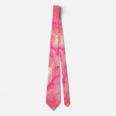 Cravate Motif Abstrait en marbre rose et or (Devant)