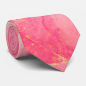 Cravate Motif Abstrait en marbre rose et or (Roulé)