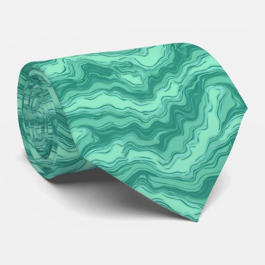 Cravate Motif Abstrait en Marbre Turquoise Moderne (Roulé)