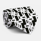 Cravate Motif Abstrait en niveaux de gris (Roulé)