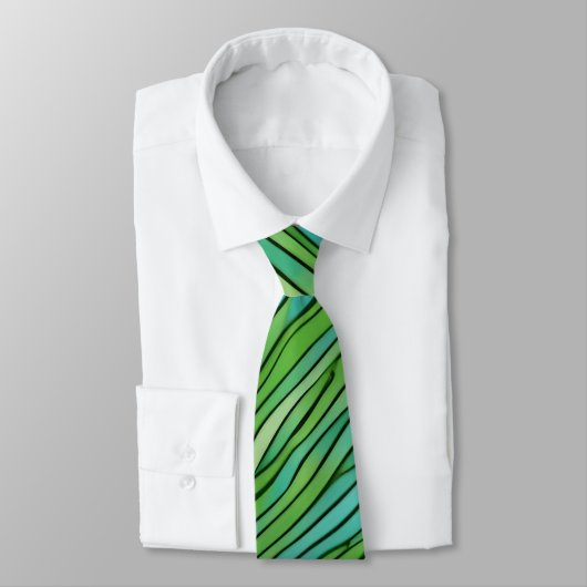 Cravate Motif abstrait en vert et bleu (Attaché)
