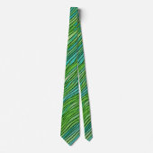Cravate Motif abstrait en vert et bleu (Devant)
