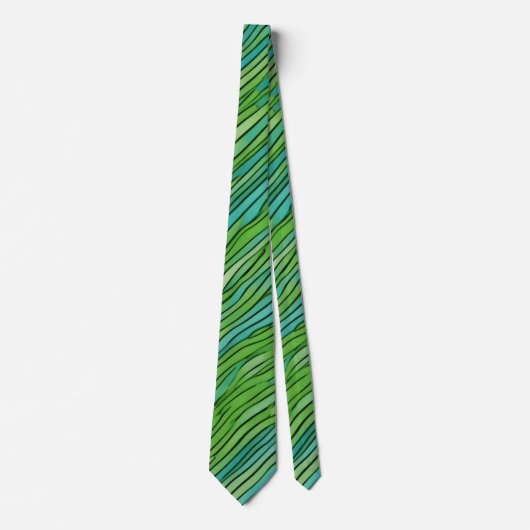 Cravate Motif abstrait en vert et bleu (Devant)