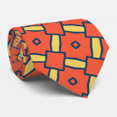 Cravate Motif Abstrait géométrique orange (Roulé)