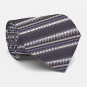 Cravate Motif Abstrait Gris Brun Violet Pervenche (Roulé)
