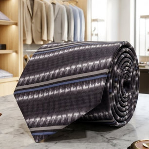 Cravate Motif Abstrait Gris Brun Violet Pervenche