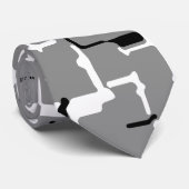 Cravate Motif Abstrait gris et noir blanc (Roulé)