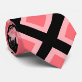 Cravate Motif Abstrait moderne noir et corail (Roulé)