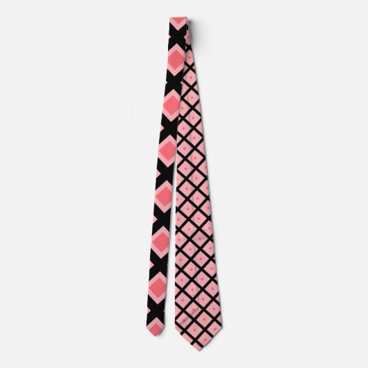 Cravate Motif Abstrait moderne noir et corail (Dos)