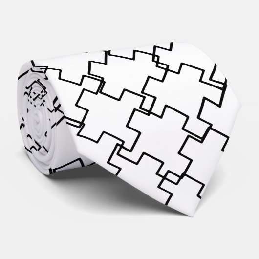 Cravate Motif Abstrait noir et blanc (Roulé)