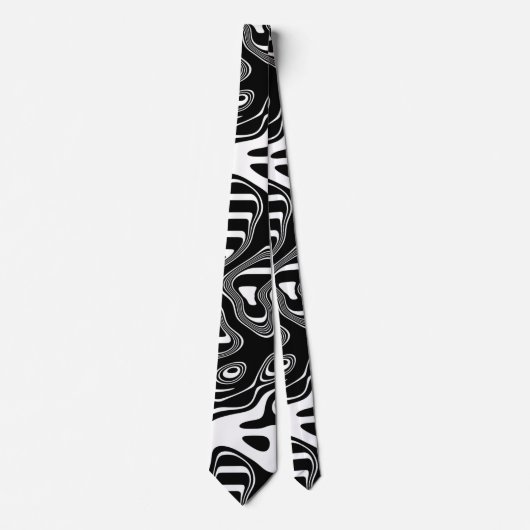 Cravate Motif Abstrait noir et blanc (Devant)