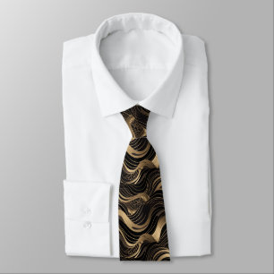 Cravate Motif abstrait noir et or