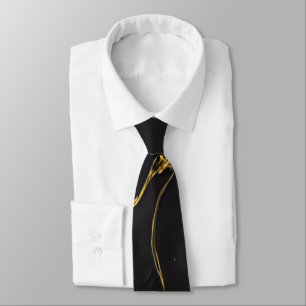 Cravate Motif Abstrait noir et or