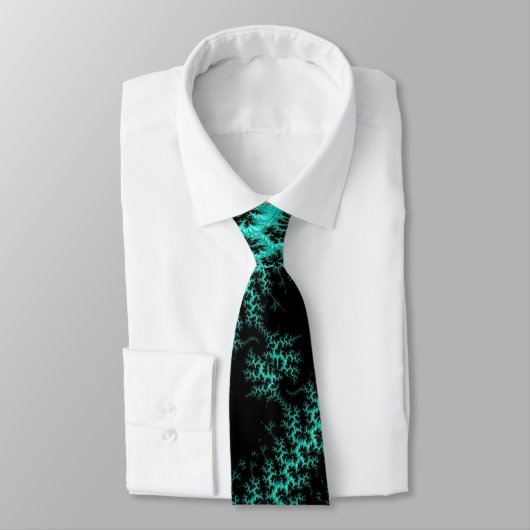 Cravate Motif Abstrait noir vert fractal (Attaché)