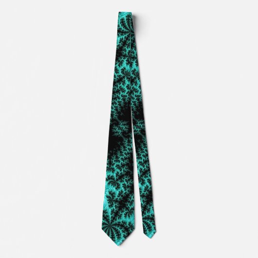 Cravate Motif Abstrait noir vert fractal (Devant)