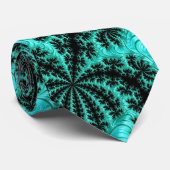Cravate Motif Abstrait noir vert fractal (Roulé)