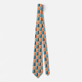 Cravate Motif Abstrait orange et bleu (Devant)