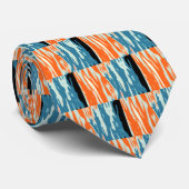 Cravate Motif Abstrait orange et bleu (Roulé)