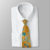 Cravate Motif Abstrait orange et turquoise (Attaché)