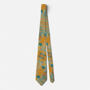 Cravate Motif Abstrait orange et turquoise