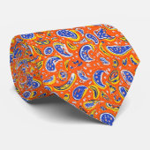Cravate Motif Abstrait Orange Paisley (Roulé)