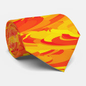 Cravate Motif Abstrait orange rouge jaune (Roulé)