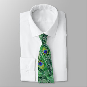 Cravate Motif Abstrait Peacock Feathers