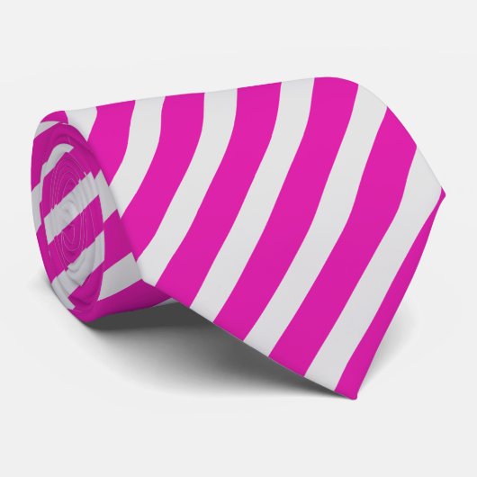 Cravate Motif Abstrait rayé rose et blanc (Roulé)