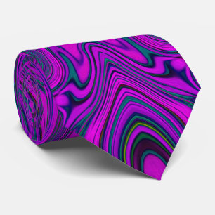Cravate Motif Abstrait Rétro Magenta et Noir Tripant
