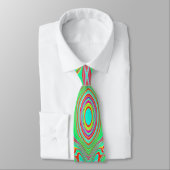 Cravate Motif Abstrait Rétro Orange et Vert Citron (Attaché)