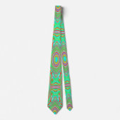 Cravate Motif Abstrait Rétro Orange et Vert Citron (Devant)