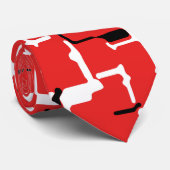 Cravate Motif Abstrait rouge et noir blanc (Roulé)