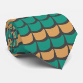 Cravate Motif Abstrait Sarcelle Orange (Roulé)