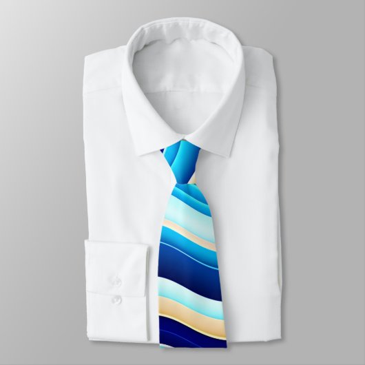Cravate Motif Abstrait Sea Wave Soft (Attaché)