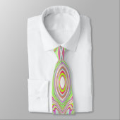 Cravate Motif Abstrait Trippy Retro Rose et Lime Green (Attaché)