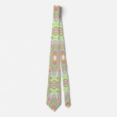 Cravate Motif Abstrait Trippy Retro Rose et Lime Green (Devant)