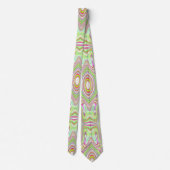 Cravate Motif Abstrait Trippy Retro Rose et Lime Green (Dos)